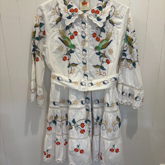 FARM Rio Pitanga Embroidered Belted Mini Dress - Size Small - Picture 3 of 6